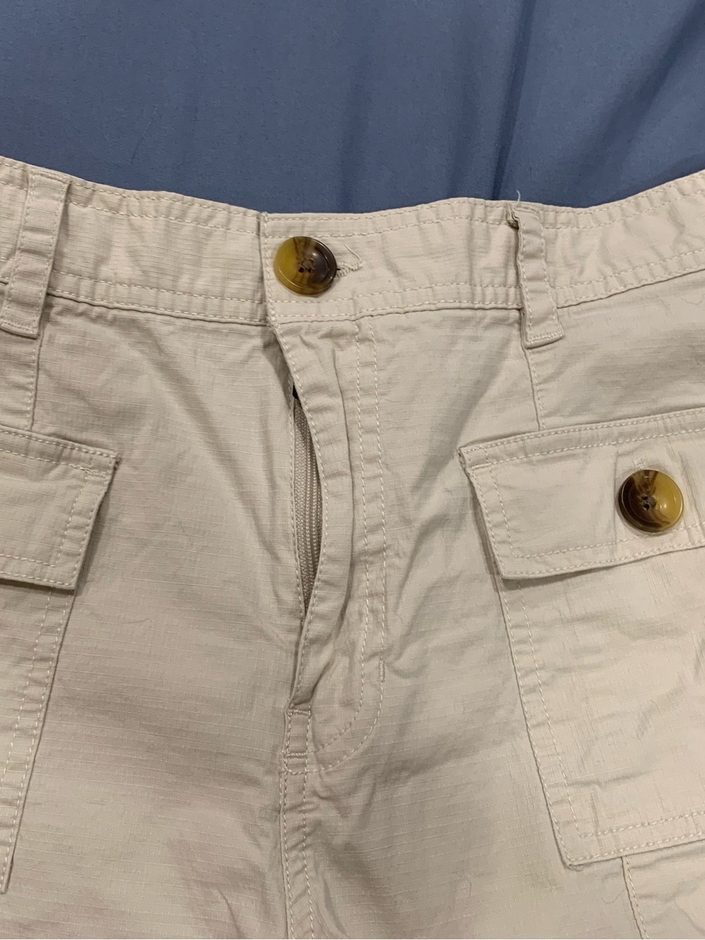 Vuori Cream Cargo Button-Pocket Shorts - Picture 2 of 5